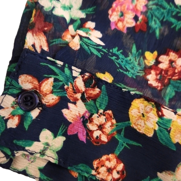 Womens Mossimo navy floral sheer long sleeve top size Small. - Picture 11 of 16